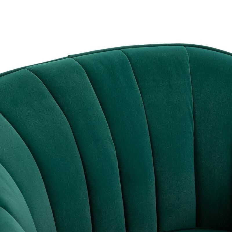 Emerald Green Velvet Accent Chair – Gold Legs, Shell Tub Armchair, Comfy Seat
