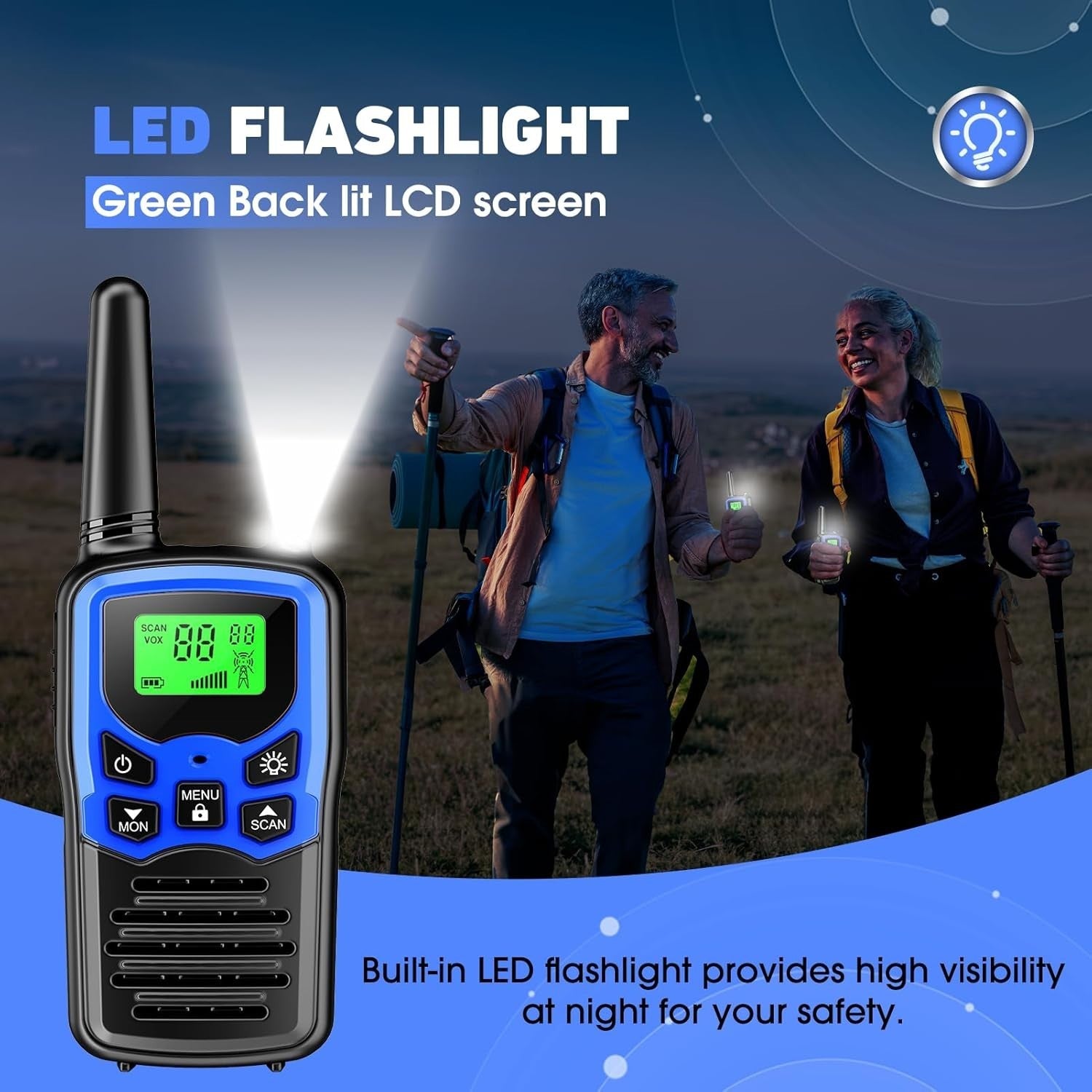 Walkie Talkies 2 Pack Long Range 5KM 22 Channel Kids Adults Outdoor Toy