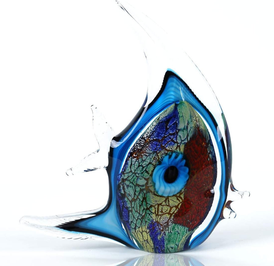 Hand Blown Glass Tropical Fish Sculpture • Colourful Art Figurine