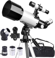 70mm Aperture 400mm Refractor Telescope for Kids & Adults - White