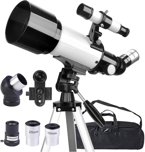 70mm Aperture 400mm Refractor Telescope for Kids & Adults - White