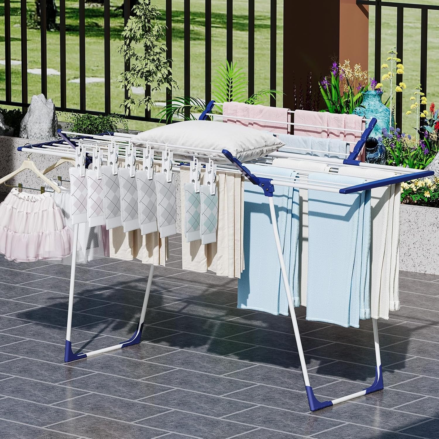 Extendable Clothes Airer Drying Rack Foldable Indoor Outdoor Space Saving