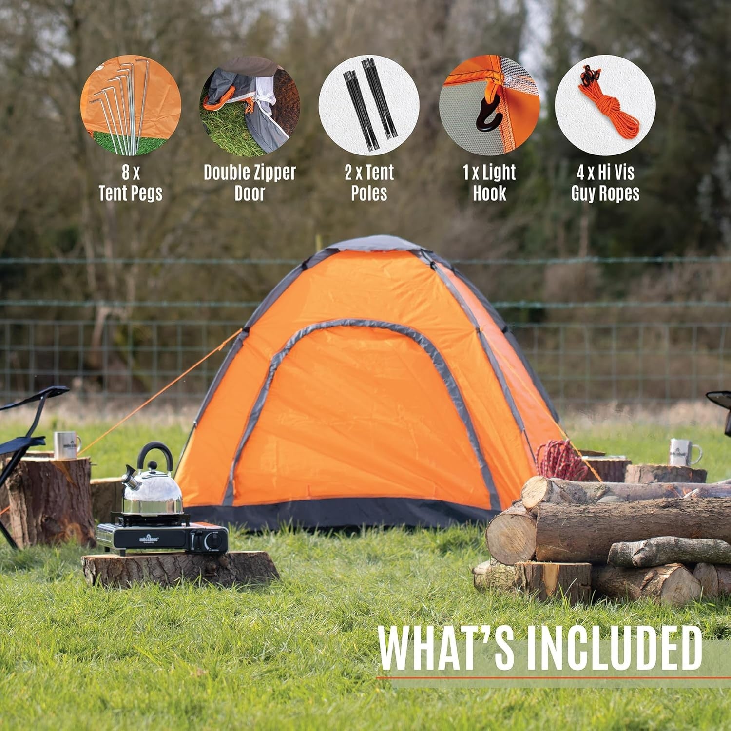 2 Person Camping Tent Waterproof Lightweight Festival Dome
