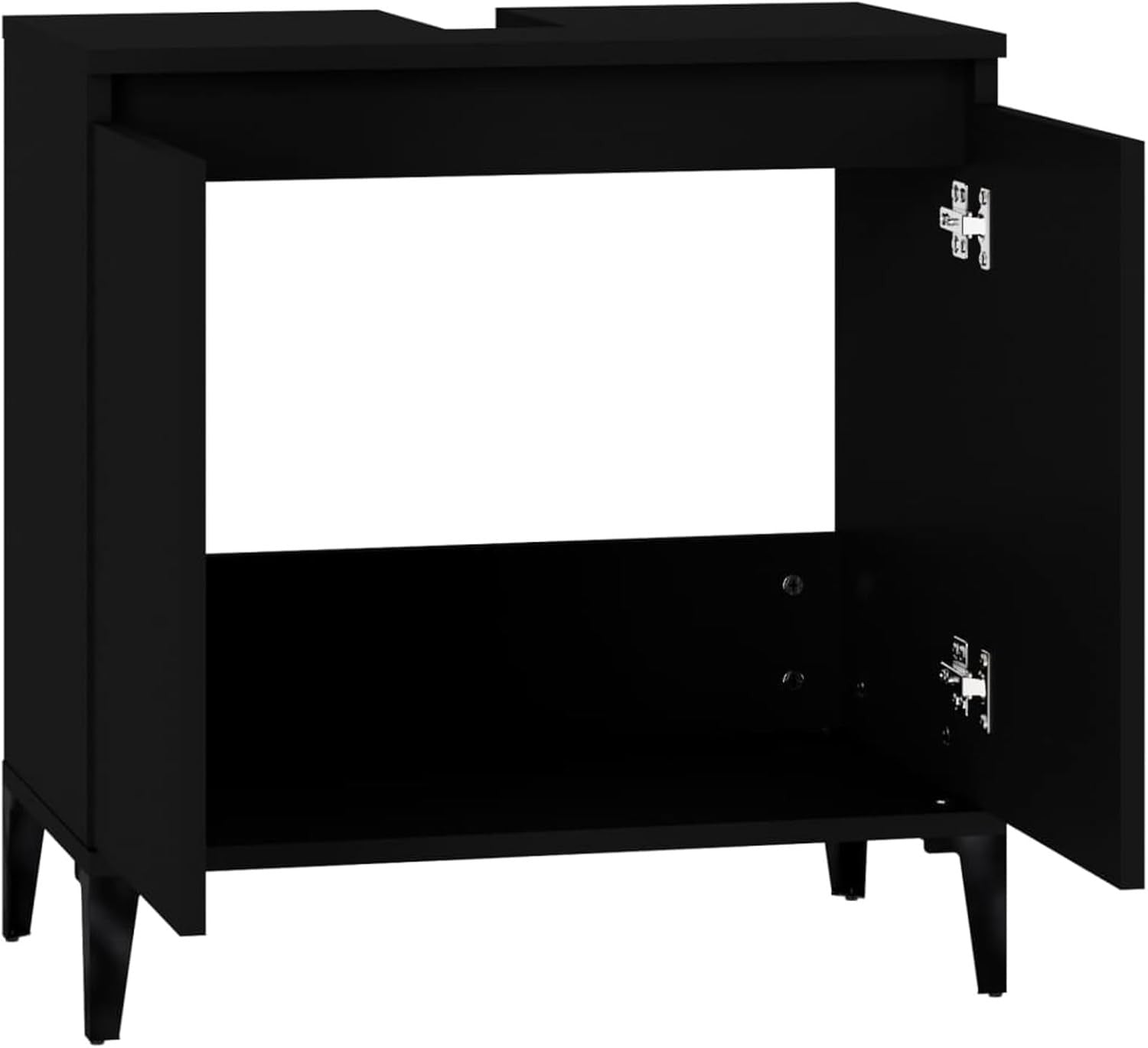 Modern Black Bathroom Sink Cabinet | Under Sink Storage Cupboard 58x33x60cm