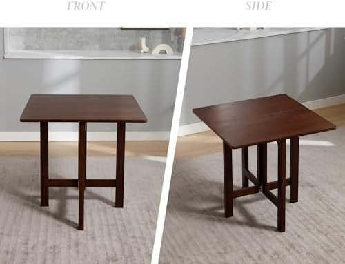 Folding Square Wooden Dining Table Portable Side Table for Small Spaces