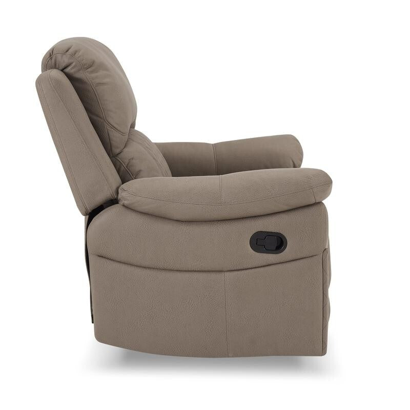 3 Seater Manual Recliner Sofa Light Brown Air Leather Padded Lounger