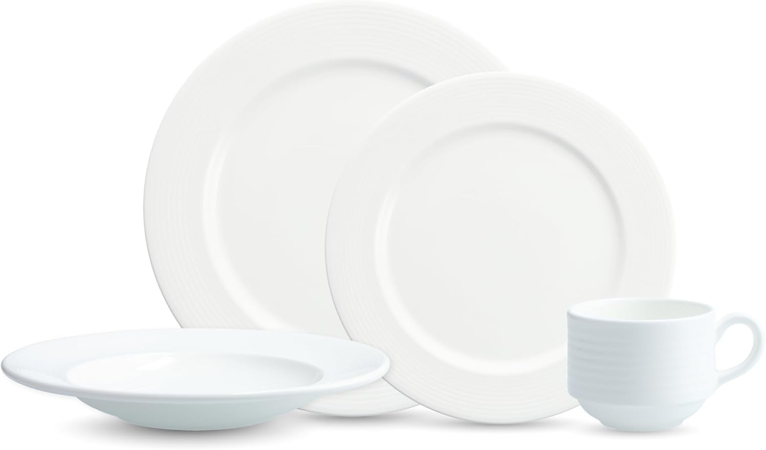 16 Piece Bone China Dinner Set Chip Resistant Plates Bowls Mugs White