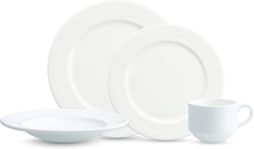 16 Piece Bone China Dinner Set Chip Resistant Plates Bowls Mugs White