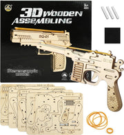 3D Wooden Puzzle Gun Toy Kit DIY Rubber Band Shooter Model for Teens