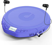 Personal CD Player Portable Anti-Skip LCD Display AUX Car Earphones Blue