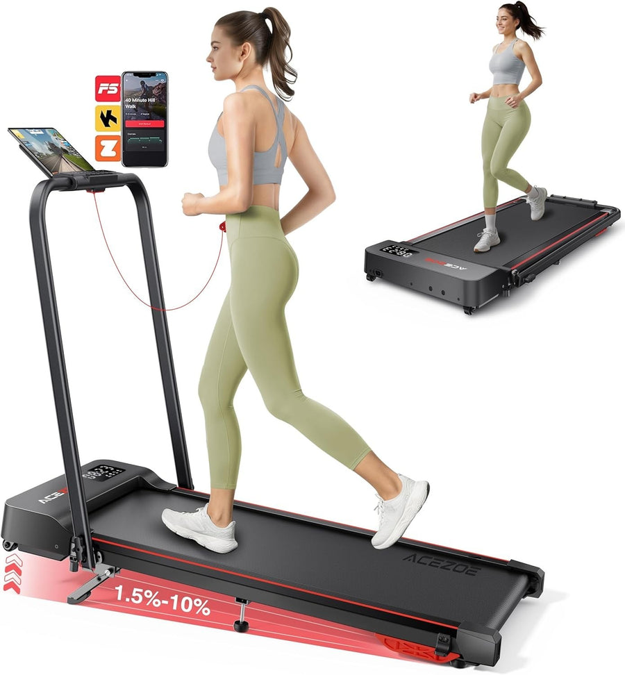 6-in-1 Folding Treadmill for Home | Portable Under Desk, Incline, App & LED Disp