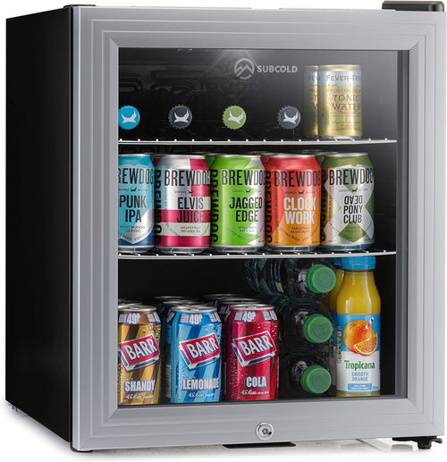 46L Mini Fridge Cooler Drinks Wine Beer LED Light Lock Energy Efficient Silver