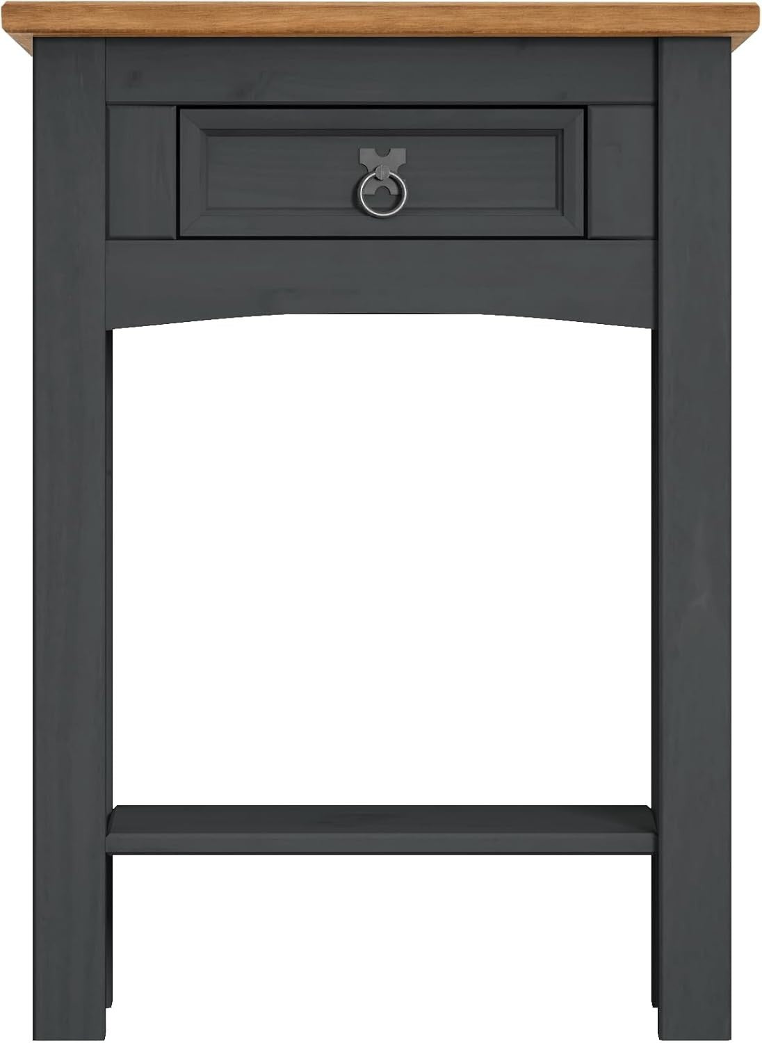 Charcoal Grey Console Table Solid Pine 1 Drawer – Slim Entryway Storage