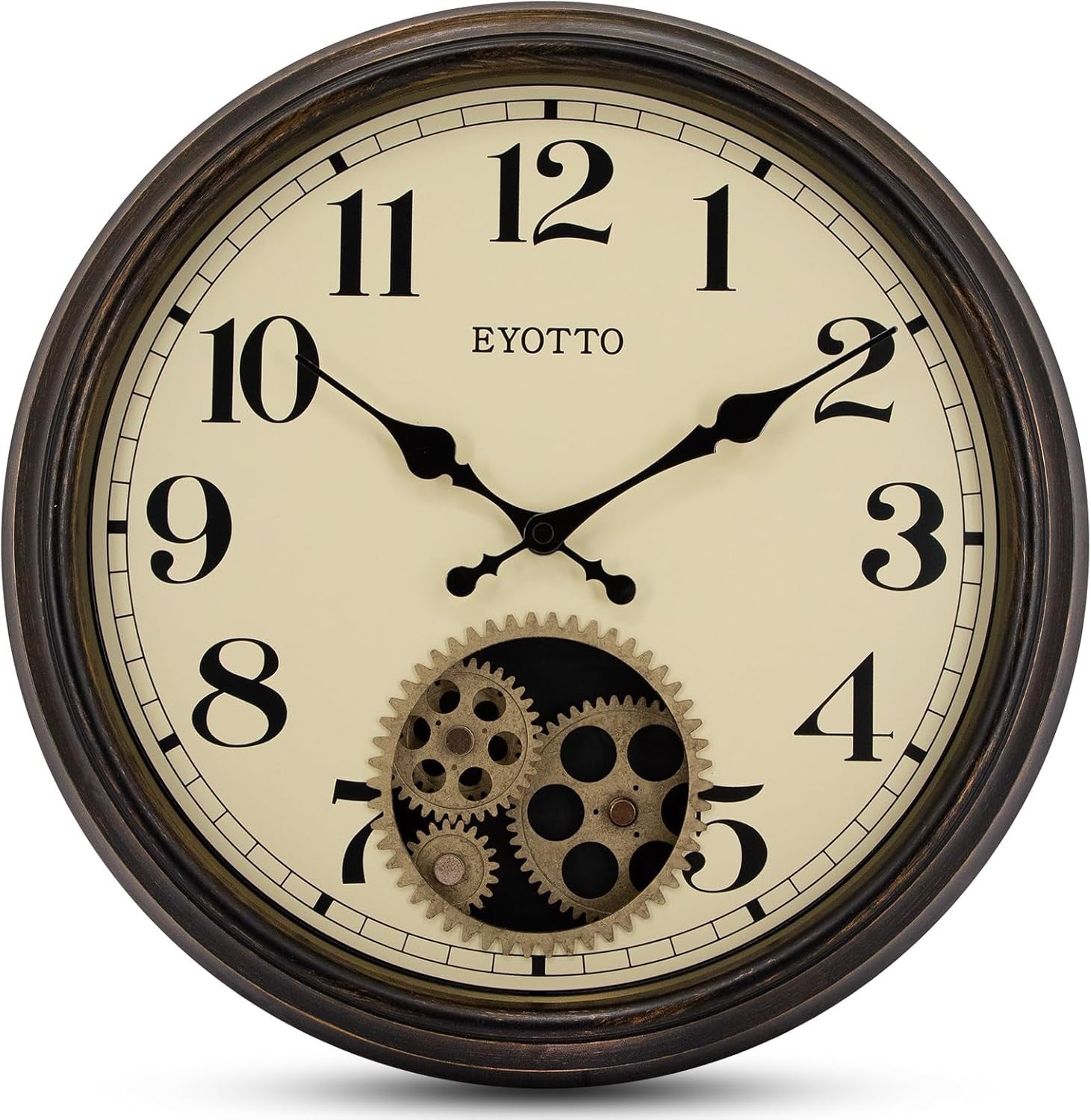 15" Retro Industrial Wall Clock Moving Gears Vintage Steampunk Silent Metal Art