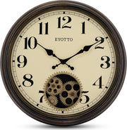 15" Retro Industrial Wall Clock Moving Gears Vintage Steampunk Silent Metal Art