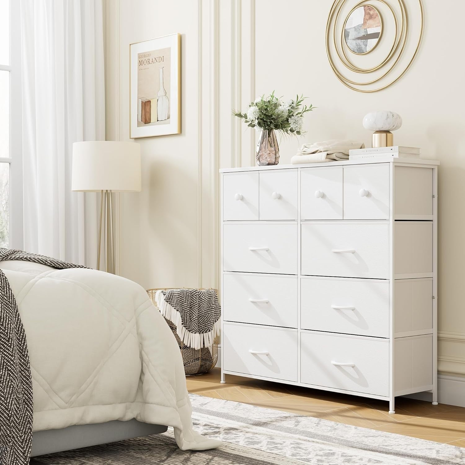 Tall White 10 Drawer Dresser Storage Chest for Bedroom Closet Nursery