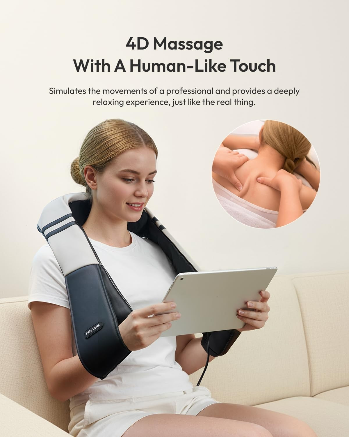 Shiatsu Neck Massager with Heat Deep Tissue 3D Kneading Shoulder Back
