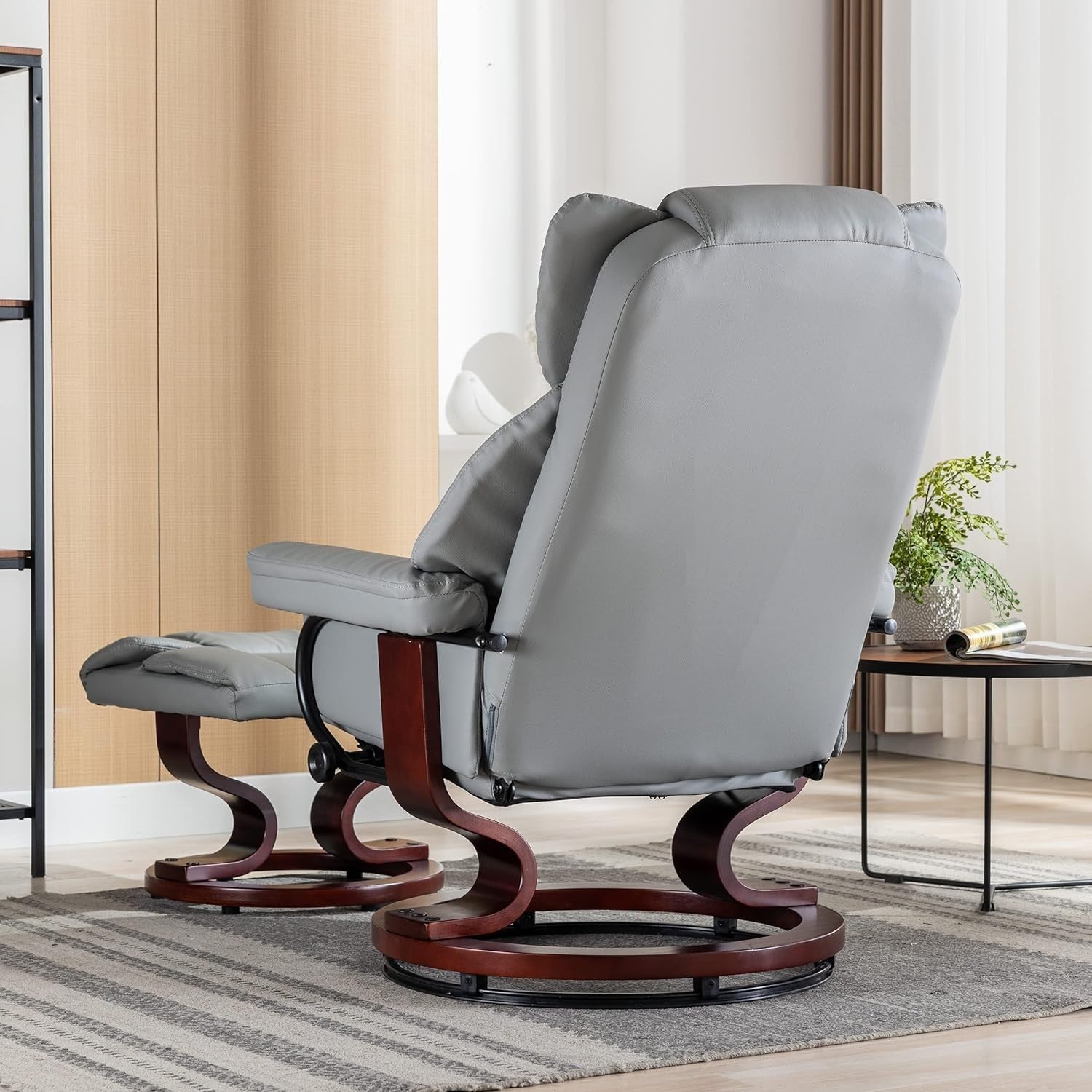 Recliner Chair with Footstool Swivel Lounge PU Leather Armchair 135°