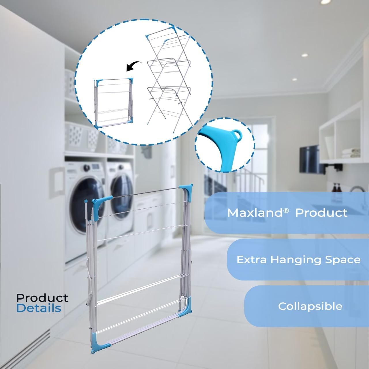 3 Tier Clothes Airer Folding Drying Rack Space Saving Indoor Outdoor Laundry