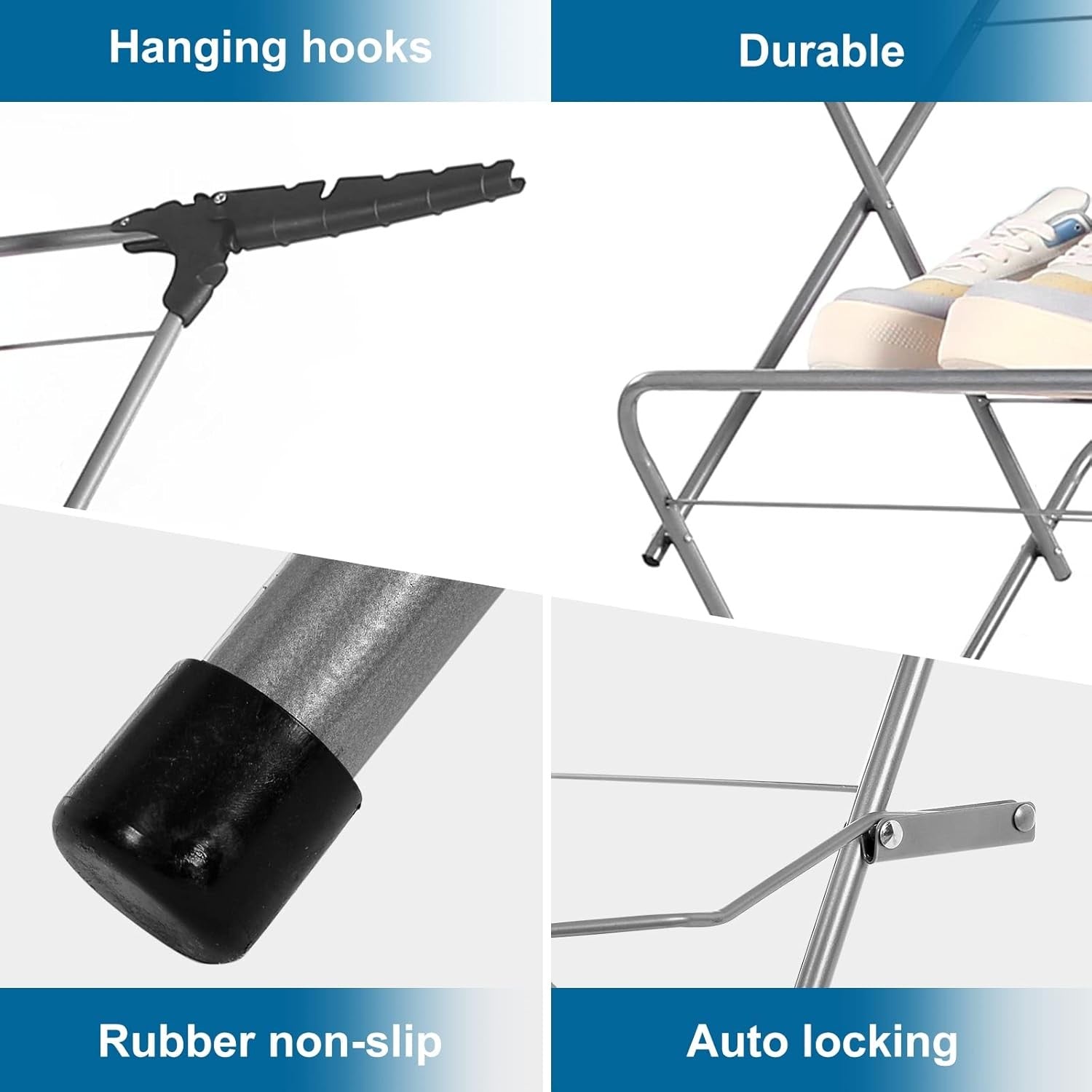 20m Clothes Airer 3 Tier Folding Laundry Drying Rack Space Saving Indoor Outdoor