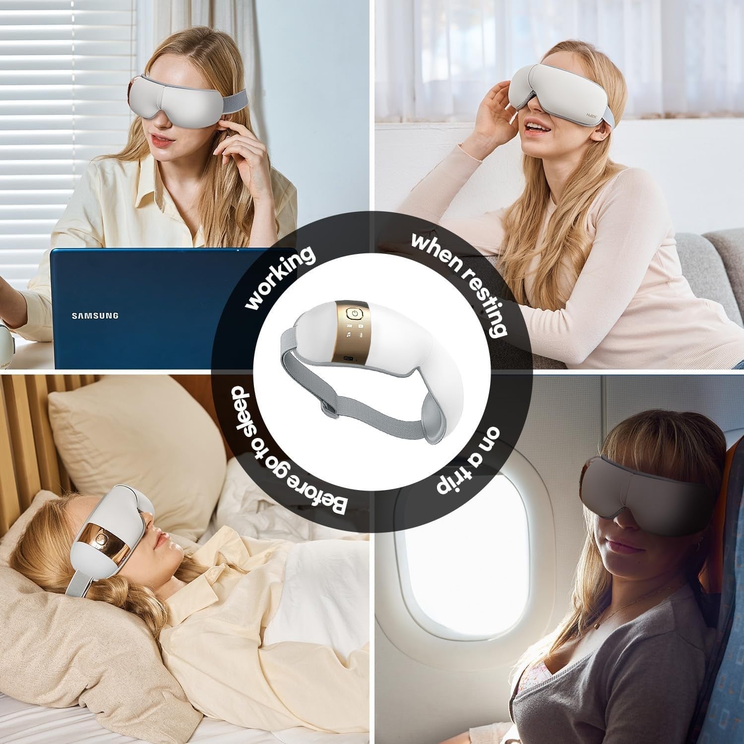 Heated Eye Massager 5 Modes Bluetooth Heat Compression Mask