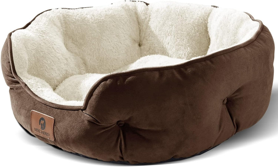 Medium Dog Cat Bed 25in Sherpa Fleece Washable Non Slip Pet Bed