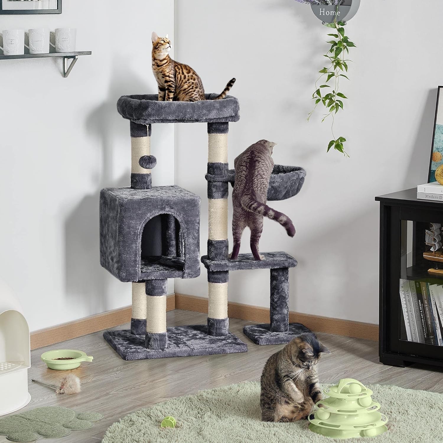 Cat Tree Tower 96cm With Large Perch Condo Scratching Posts Indoor Cats