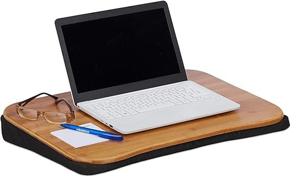 Bamboo Laptop Table with Cushion Portable Lap Desk Bed Sofa Handle