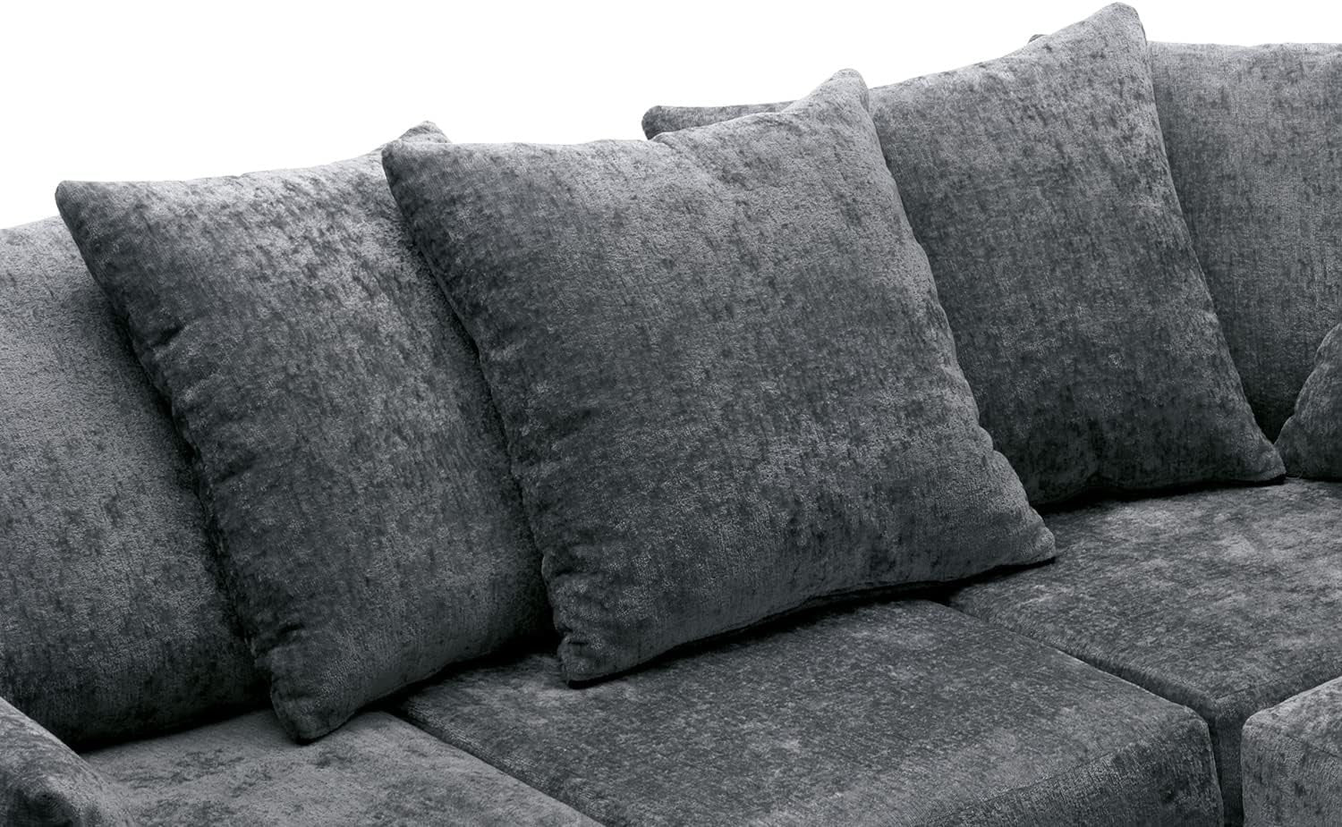 Dark Grey Chenille Corner Sofa Right – Modern L Shape Couch for Living Room