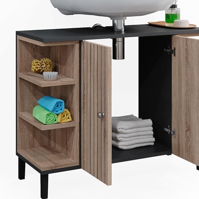 Sonoma Oak Bathroom Sink Cabinet 79.6x64x32cm Storage Unit with Shelves