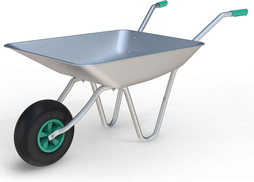 65L Garden Wheelbarrow – Galvanised Steel Tub w/ Pneumatic Tyre 100kg Capacity