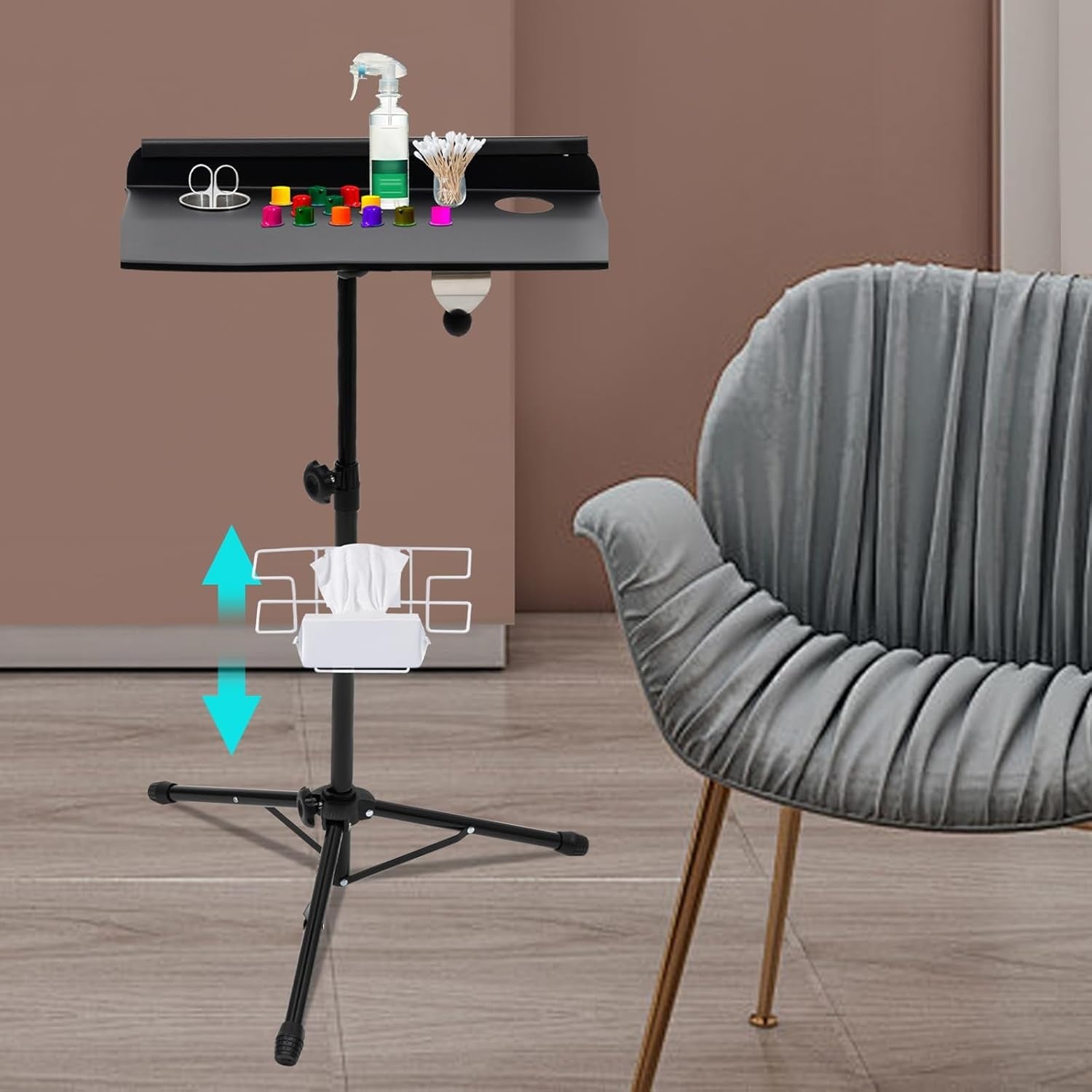 Adjustable Tattoo Workstation Stand Tripod Height Portable Tool Table