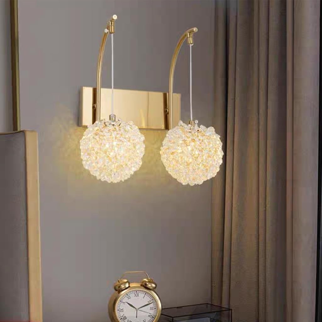 Gold Crystal Wall Sconce Light G9 Socket for Bedroom Living Room Hallway