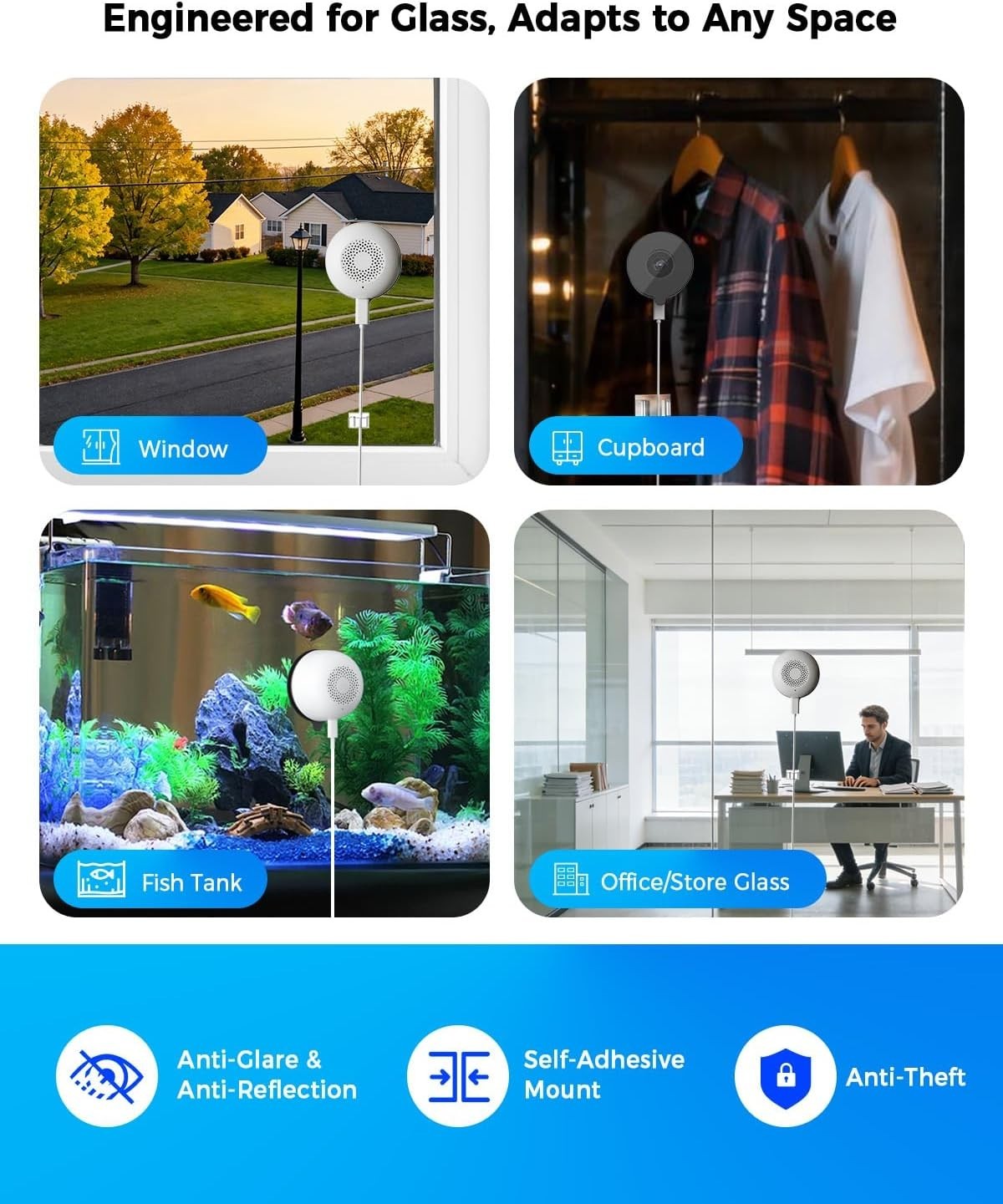 2K Window Security Camera WiFi 5GHz Through Glass Night Vision 24/7