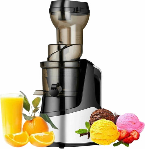 Silver Slow Cold Press Juicer 1L Large Feed Chute Low RPM Reverse