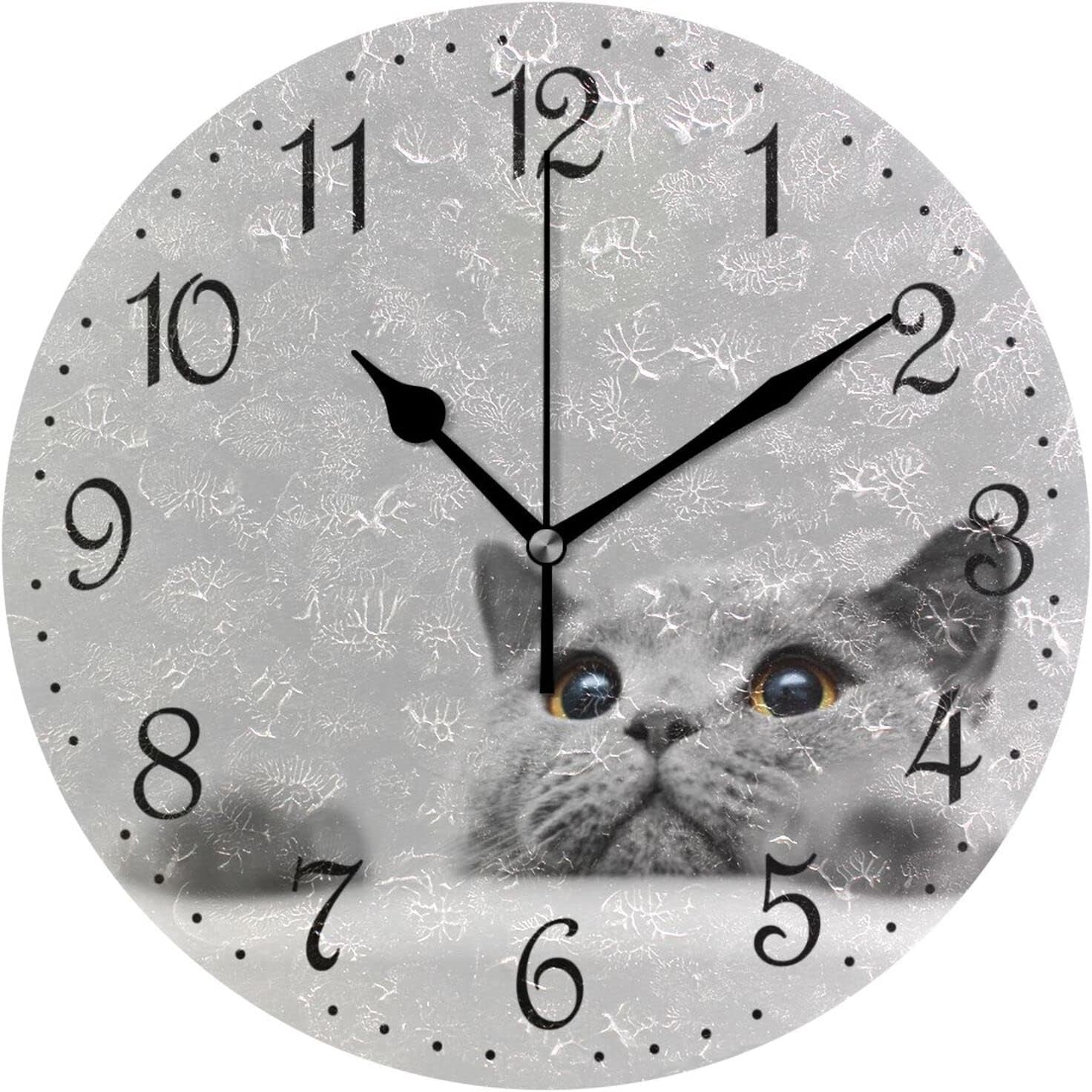 25cm Cat Wall Clock – Silent Non-Ticking British Shorthair Cute Home Decor