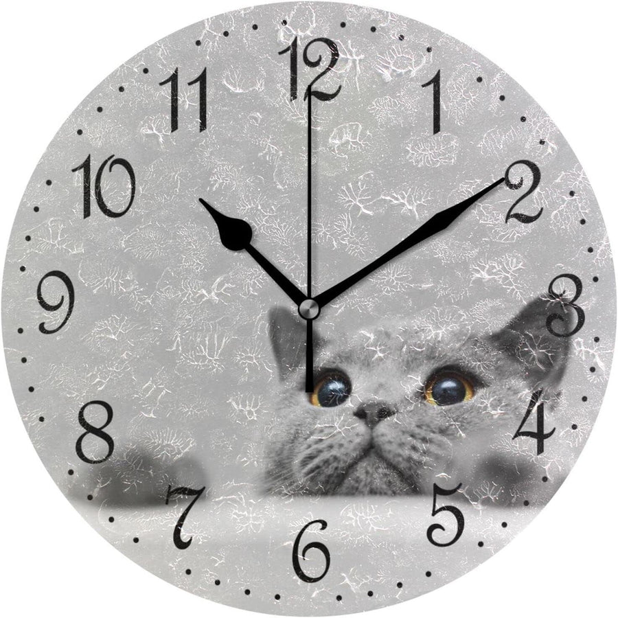 25cm Cat Wall Clock – Silent Non-Ticking British Shorthair Cute Home Decor