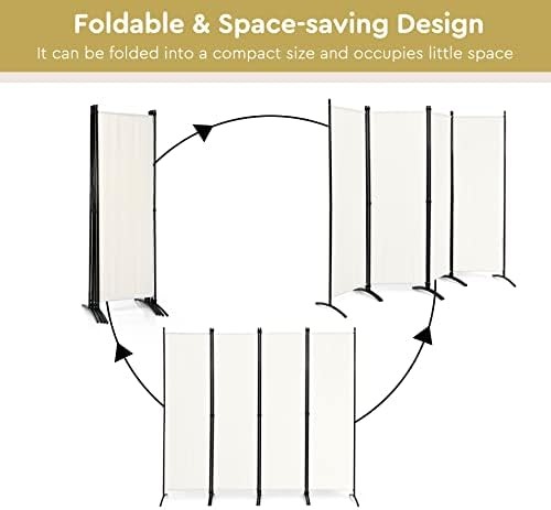 4 Panel Folding Room Divider Privacy Screen Freestanding Partition Wall Cream