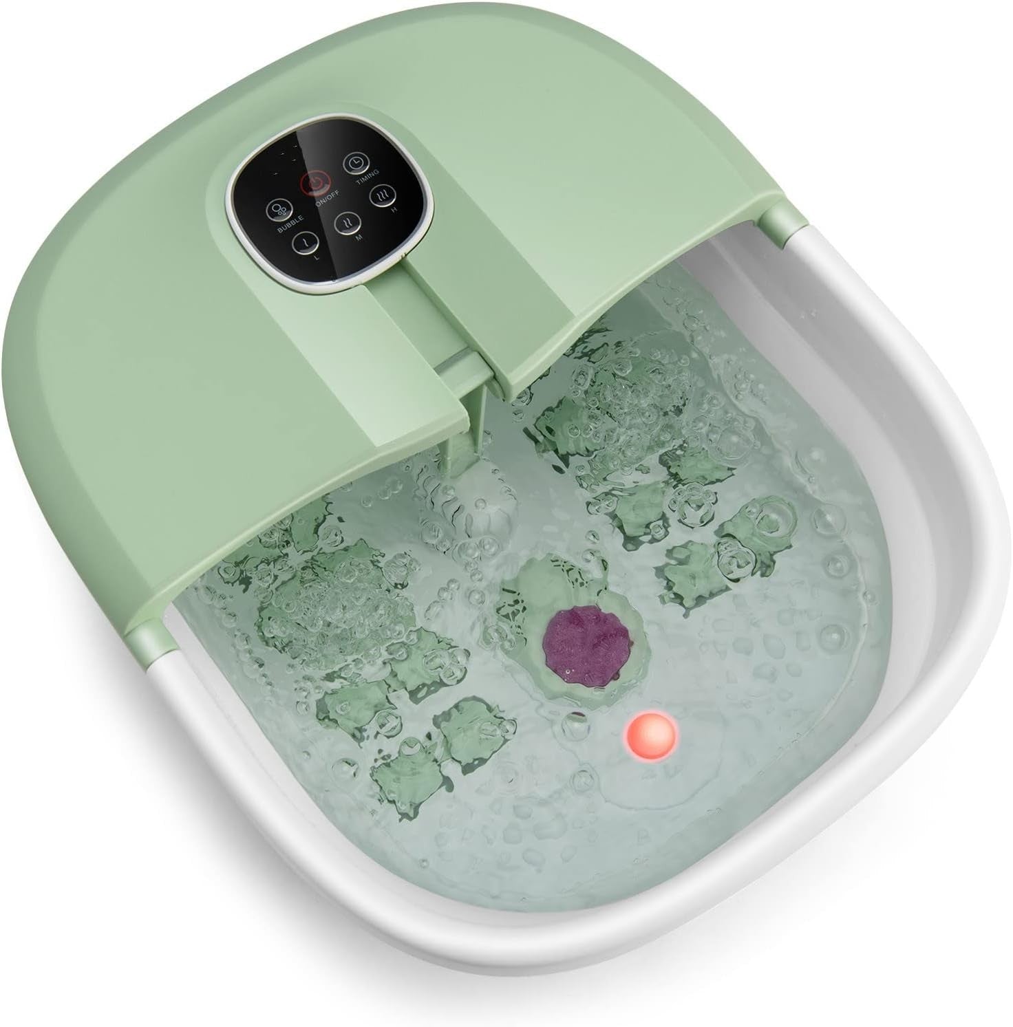 Compact Folding Foot Spa with Heat, Bubbles, Timer & Massage Rollers
