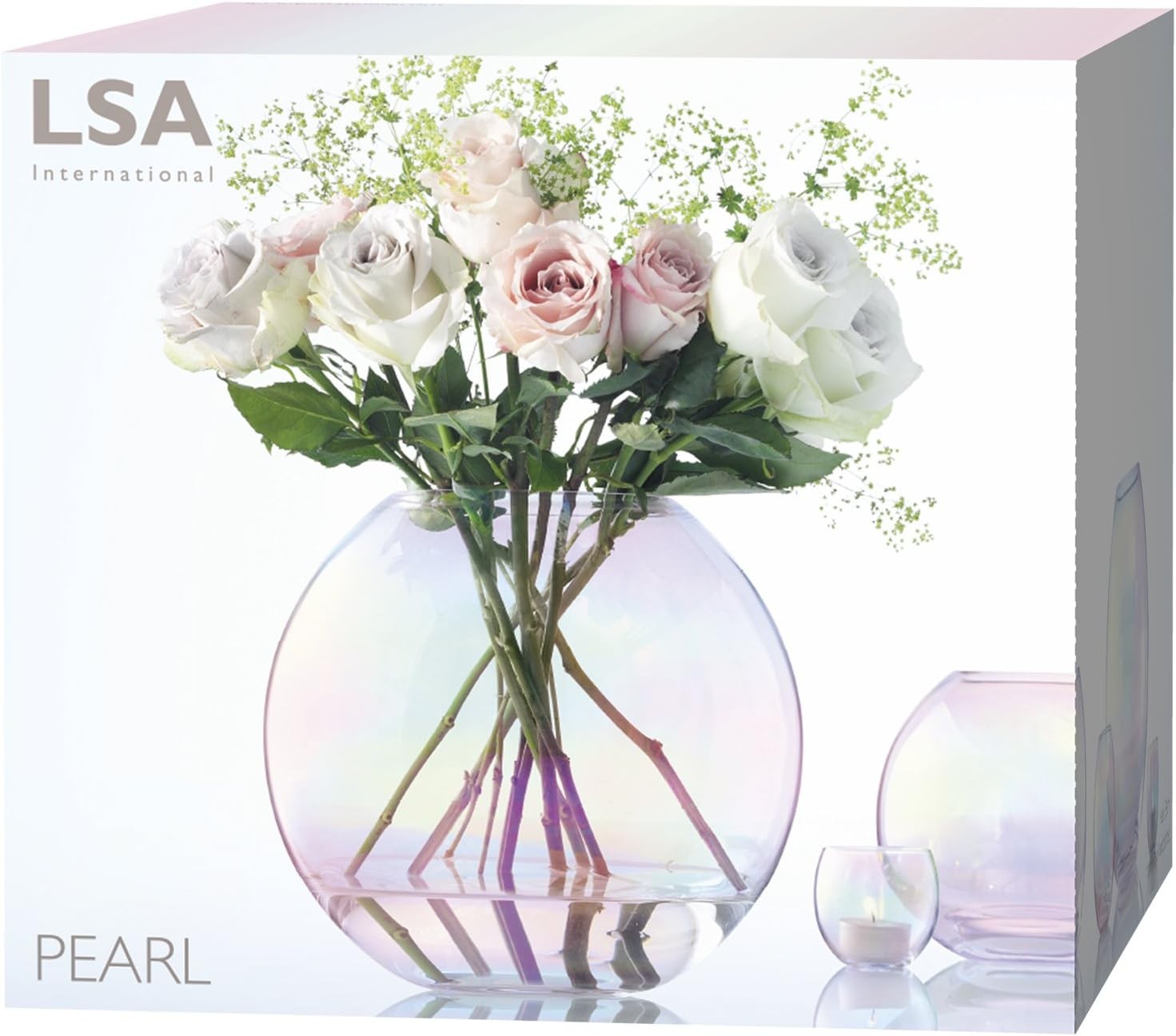 Round Glass Vase 24cm Mother of Pearl Decorative Flower Bowl Vase