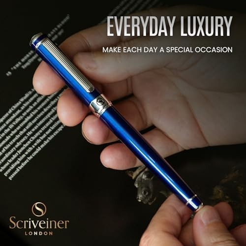 Personalised Rollerball Pen Midnight Blue Chrome Medium Ink Gift