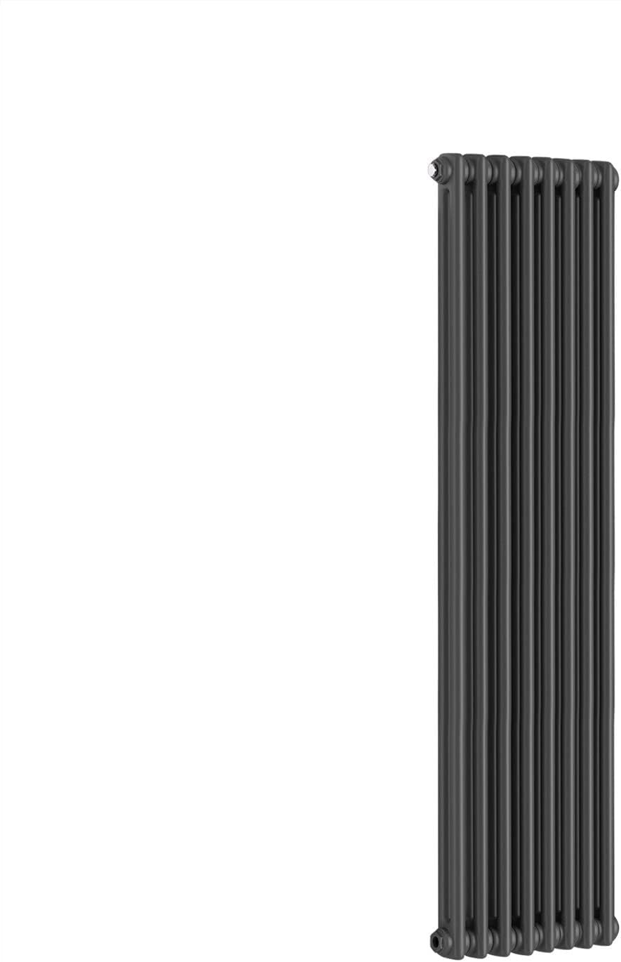 Vertical Cast Iron Radiator 1500x380mm Double Panel Anthracite Central Heating