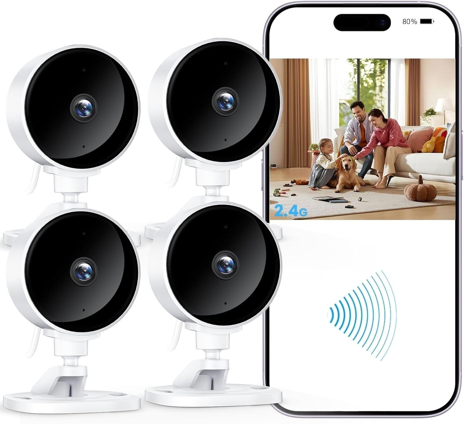 4 Pack Indoor Security Camera 1080P WiFi Pet Baby Monitor CCTV