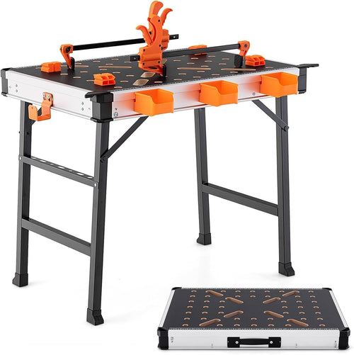 Folding Workbench 450kg Heavy Duty Table w/ Clamps Tool Boxes Portable 85x60