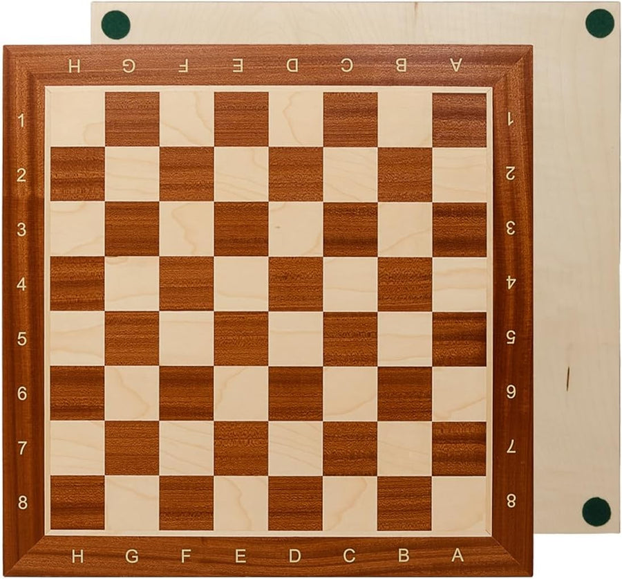 Luxury 54cm Wooden Chess Board XXL | Tournament Sycamore Mahogany Inlaid Board