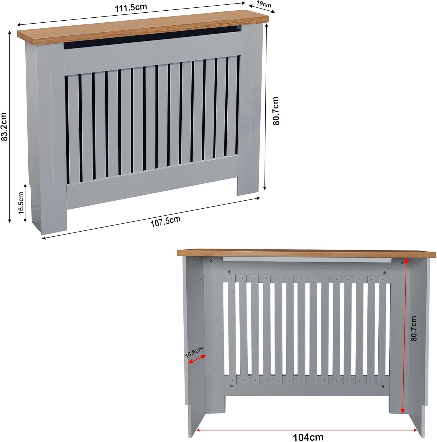 Medium Grey Radiator Cover | Vertical Slatted MDF Cabinet