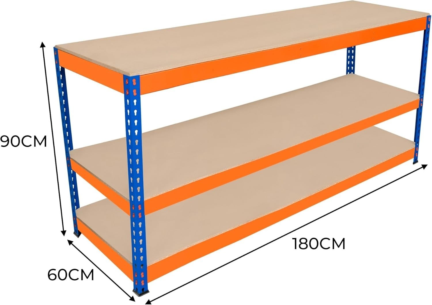 Heavy Duty 180cm Garage Workbench 3 Shelves Boltless Steel 300kg Capacity