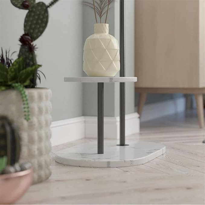 Modern Gold Metal Coat Rack Stand | Marble Base Hall Tree with Hat Hooks