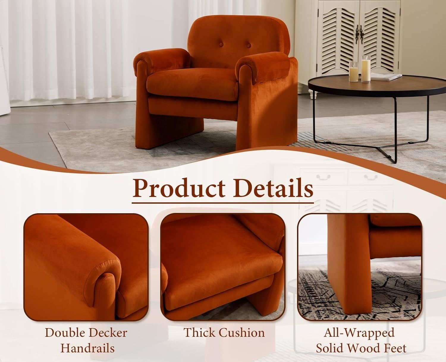 Chenille Armchair Tub Sofa Chair Comfy Lounge Seat for Living Room Home