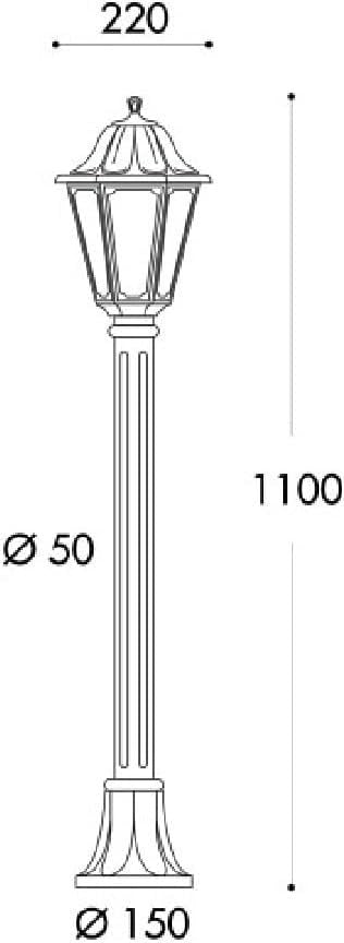 Black Traditional Outdoor Post Lantern 110cm IP55 Garden Light